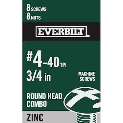 #4-40 x 3/4 in. Combo Round Head Zinc Plated Machine Screw (8-Pack)