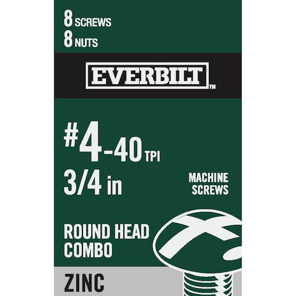 Everbilt #4-40 x 3/4 in. Combo Round Head Zinc Plated Machine Screw (8-Pack)