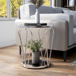 Orrum 20 in. Chrome Round Glass End Table