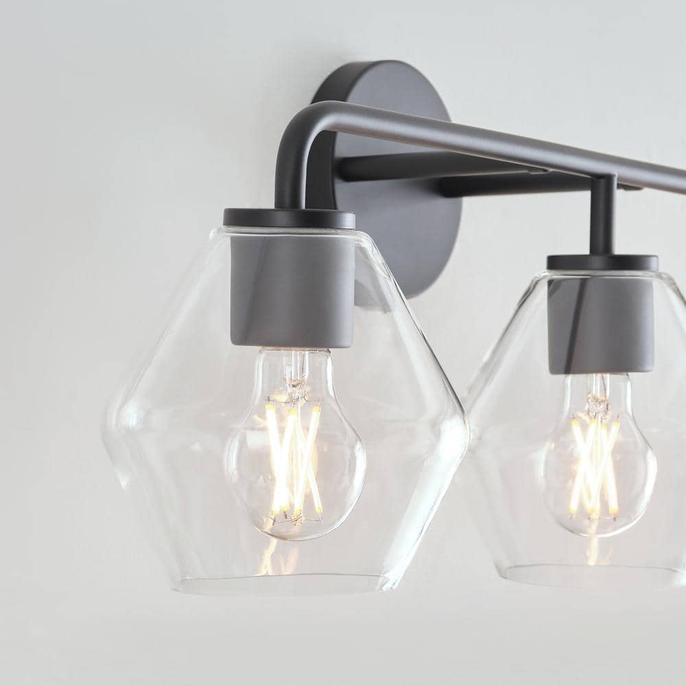 Midnight Black Steel 3-Light Dimmable Vanity Light