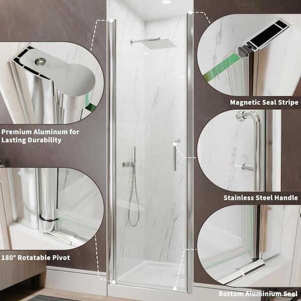 Xspracer Victoria 24 to 26 in. W x 72 in. H Pivot Swing Frameless Xspracer Victoria 24 to 26 in. W x 72 in. H Pivot Swing Frameless