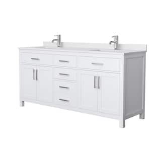 Beckett 72 in. W x 22 in. D Double Bath Vanity in White with Cultured Marble Vanity Top in White with White Basins