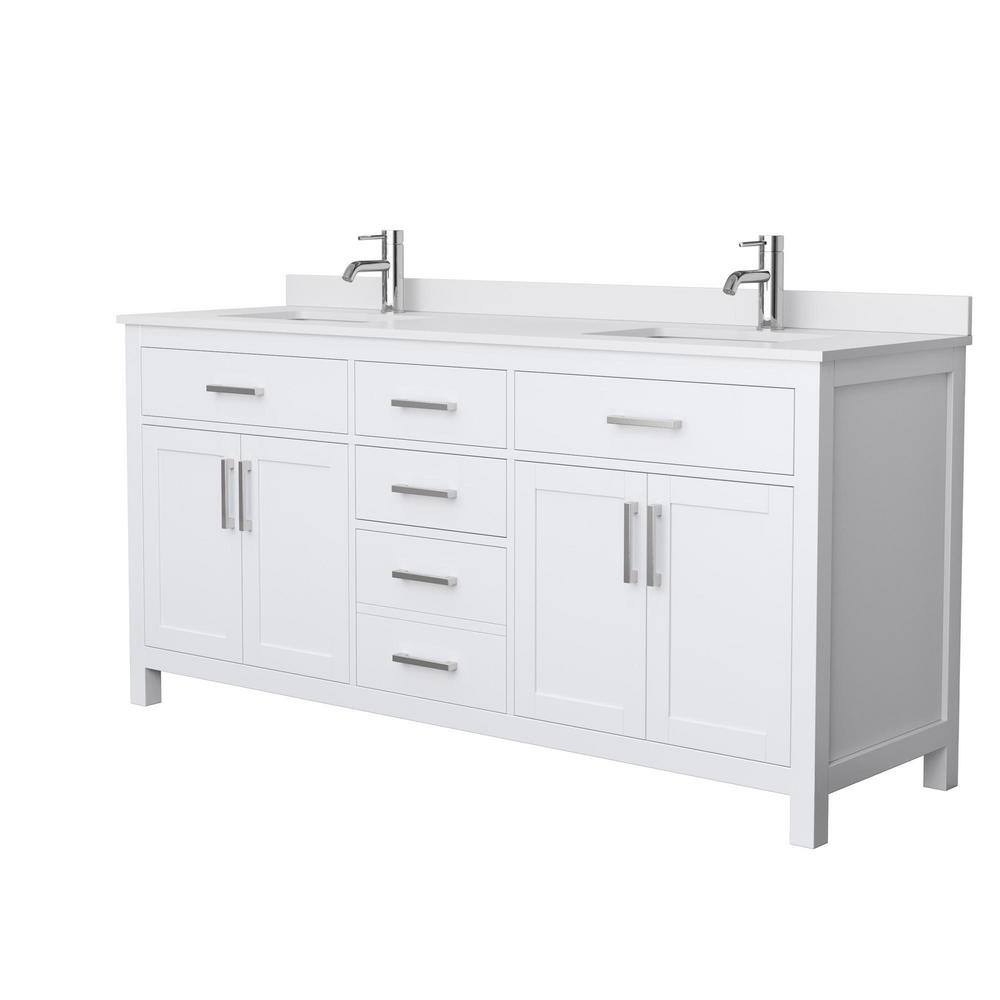 Beckett Classic 72" White Cultured Marble Double Bathroom Vanity