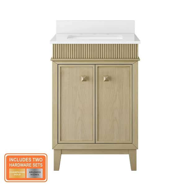 Danby 24 in. Single Sink Platinum Oak Bath Vanity with White Engineered Marble Top (Assembled)