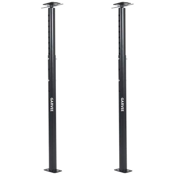 Heavy Duty Adjustable Steel Jack Posts 2 Pack 18,000 lbs Capacity Telescopic Floor Support 53-93in Deep Black