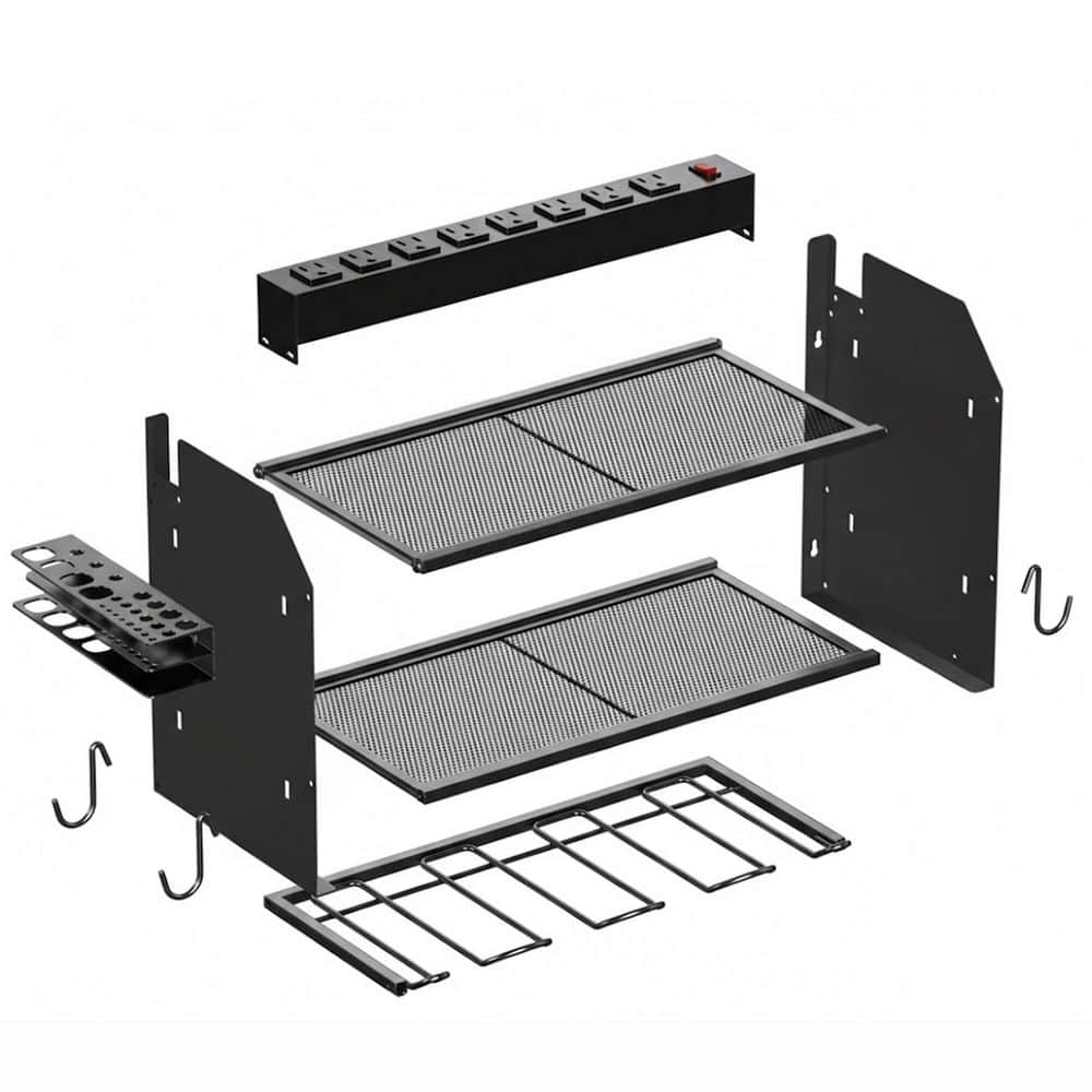 Wall Rack 8 Outlet Charging Station Black Steel Double Layer Hooks Drill Bit Storage Power Tool Organizer 1 Pack price history on PriceWatchPro