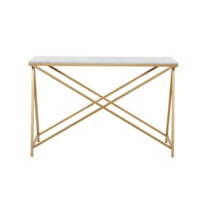 47 in. White Extra Large Rectangle Metal Console Table