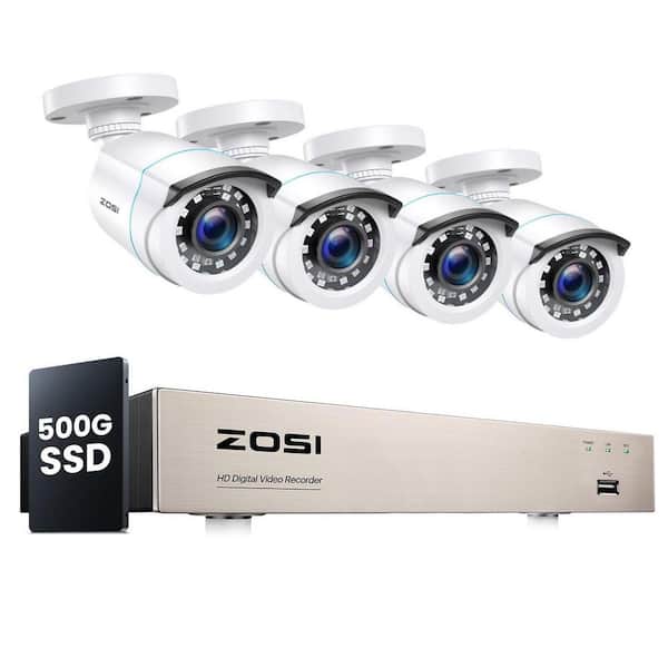 H. 265+ 8-Channel 5MP-LITE DVR 500GB HDD Security Camera System with 4X 1080P Wired Bullet Cameras, 80ft Night Vision
