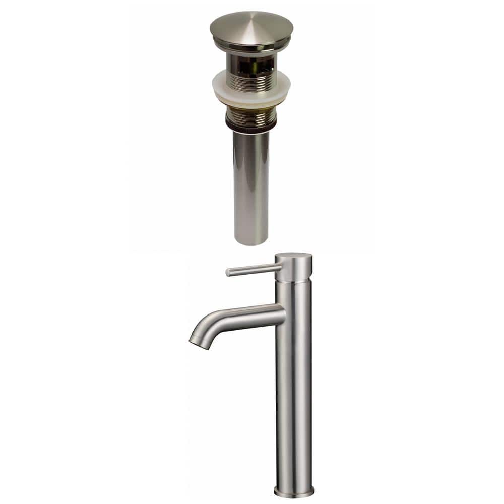 Katrina Single Handle Vessel Sink Faucet with Pop-Up Drain in Brushed Nicke