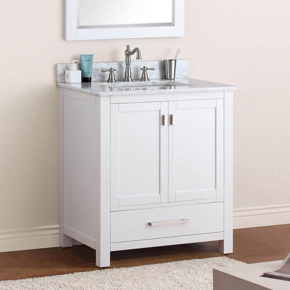 Modero 30'' White Poplar Wood Bathroom Vanity Base