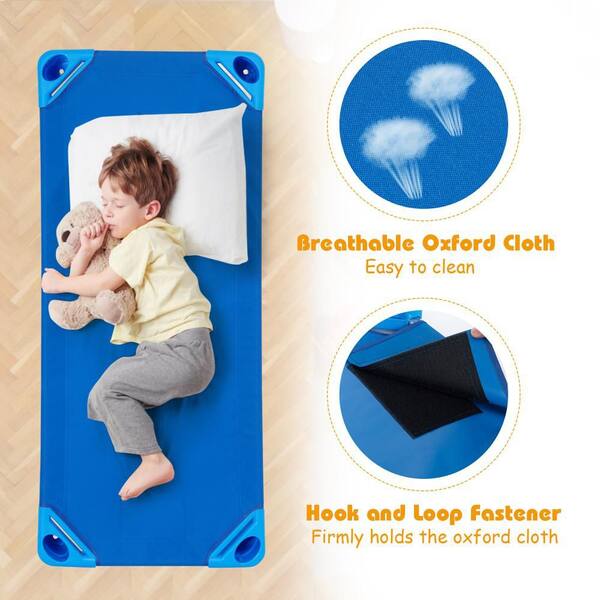 Costway Blue (Pack of 6) Kids Stackable Naptime Toddler Cot 52 in