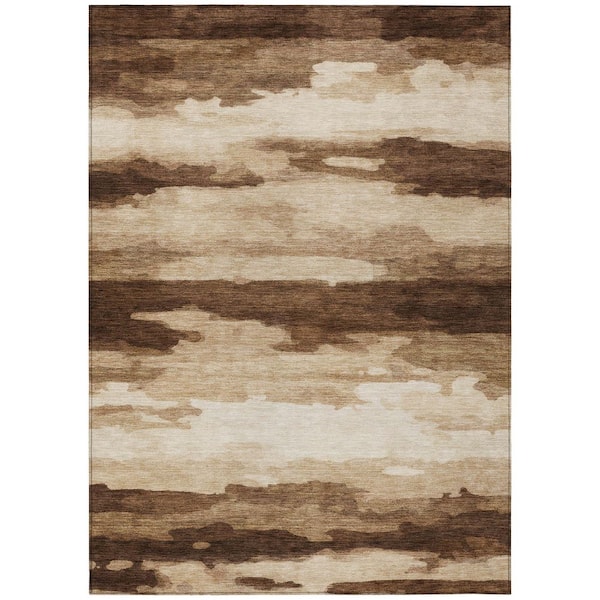 Chantille Machine Washable Indoor/Outdoor Abstract ACN2876 Chocolate 8 ft. x 10 ft. Area Rug