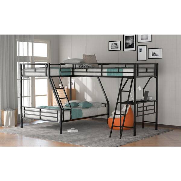 Full Triple Kids Bunk Bed, Creekside Chestnut Twin Full Step Bunk Bed With Desk