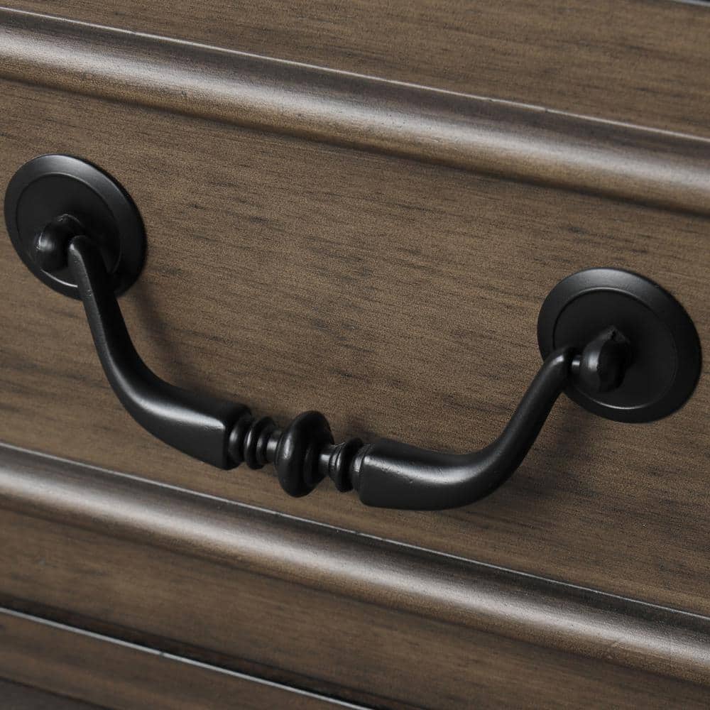 Dark Walnut 3-Drawer Solid Wood Nightstand with USB Port