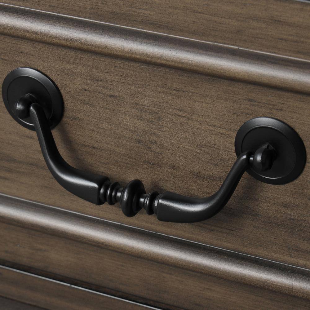 Dark Walnut 3-Drawer Solid Wood Nightstand with USB Port
