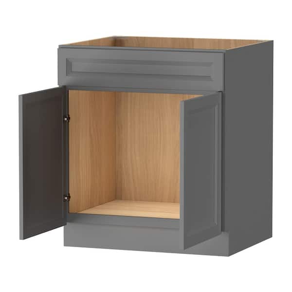 Keyport Shaker 30 in. W x 24 in. D x 34.5 in.H in Charcoal Plywood Tool-Free Ready to Assemble Sink Base Kitchen Cabinet