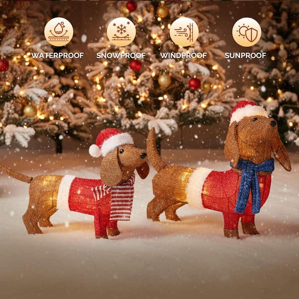 Karl home 2PCS 28 in. Lighted Dachshund Dogs Christmas Decoration