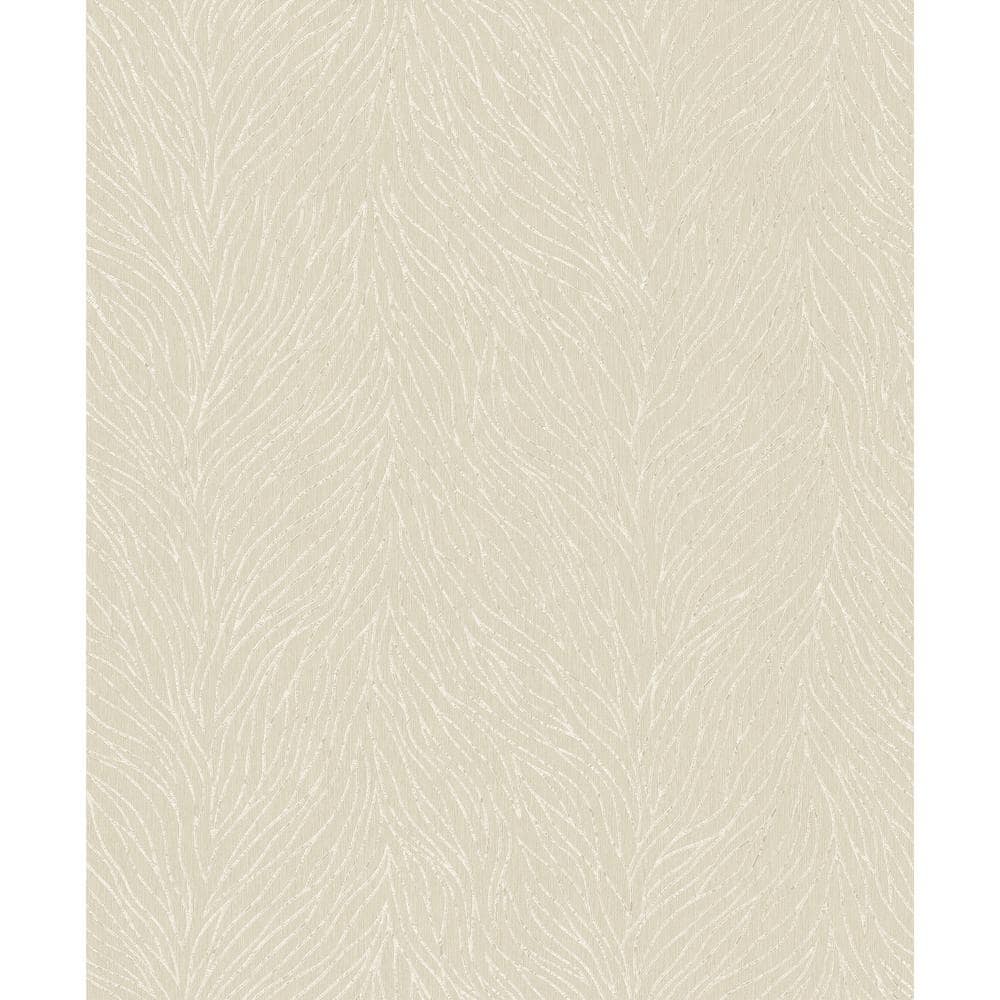 Metallic Beige/Pearl Abstract Branches Design Vinyl on Non-Woven Non-Pasted