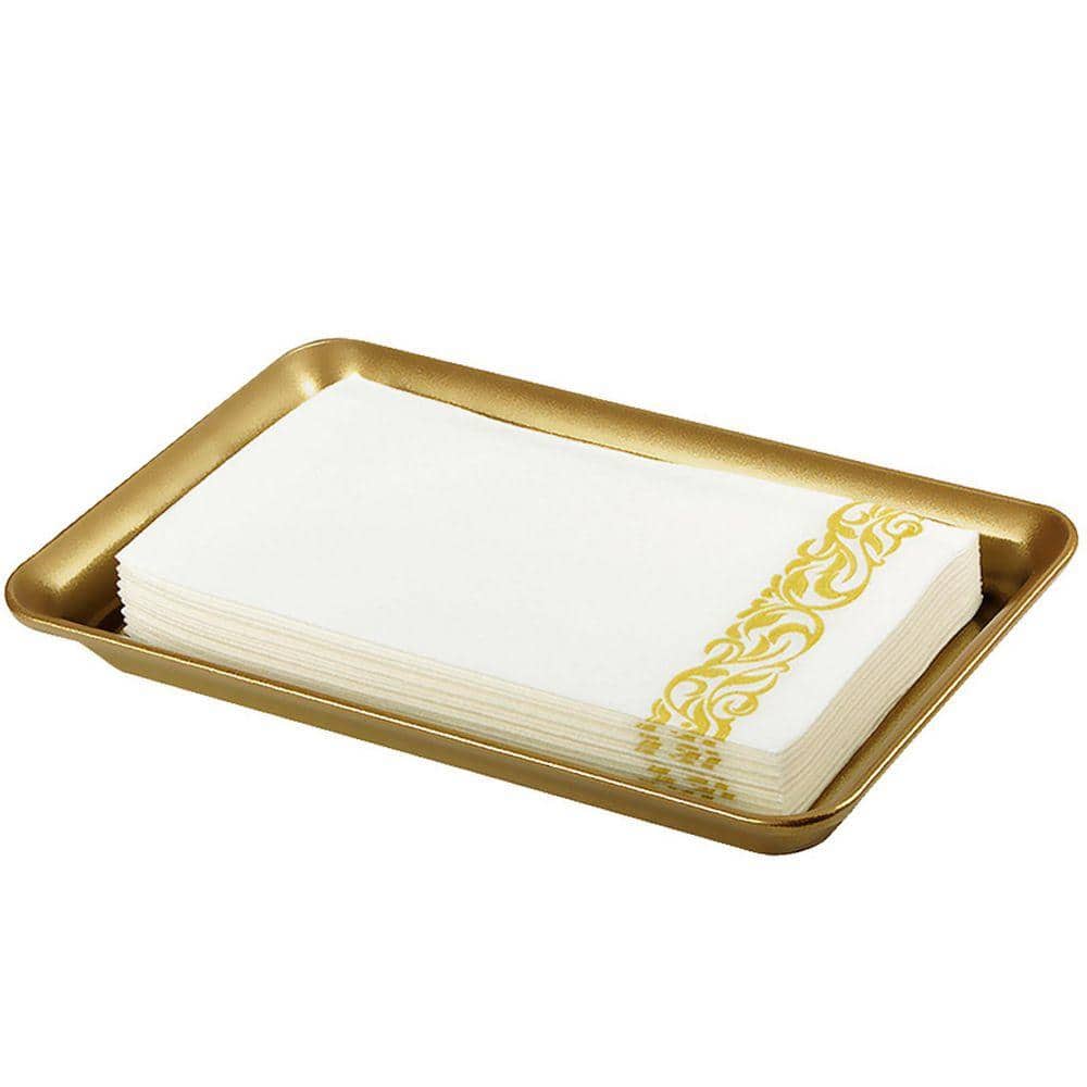 Gold Metal Vanity Tray Bathroom Counter Storage Organizer for Cosmetics, Jewelry, Perfume, 9.9 in. x 5.9 in. price history on PriceWatchPro