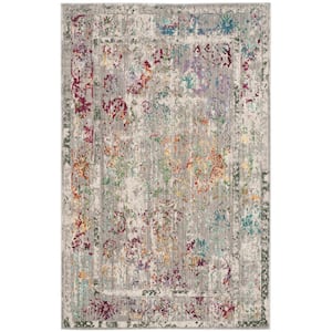 Mystique Gray/Multi 3 ft. x 5 ft. Abstract Border Area Rug