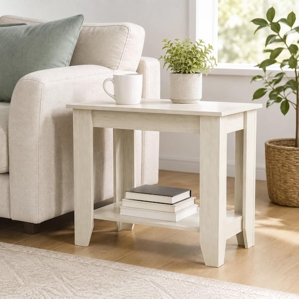 VECELO Narrow End Table with Storage Shelf, 23.62 in. Rectangle