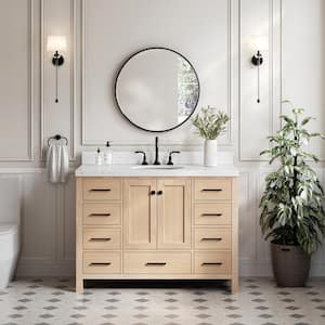 Cambridge 48.25 in. W x 22 in. D x 36 in. H Single Sink Bath Vanity in Oak with Carrara White Quartz Top