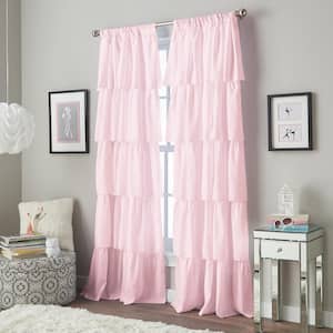 Pink Solid Rod Pocket Room Darkening Curtain - 42 in. W x 95 in. L