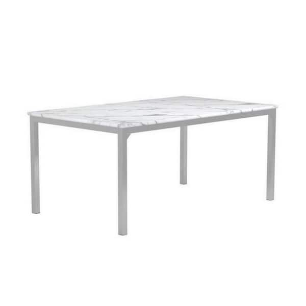 Benjara Modern Style 64 In. White And Gray Marble 4 Legs Dining Table ...