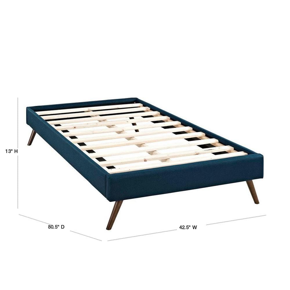 Azure Twin Upholstered Wood Frame Platform Bed with Slats