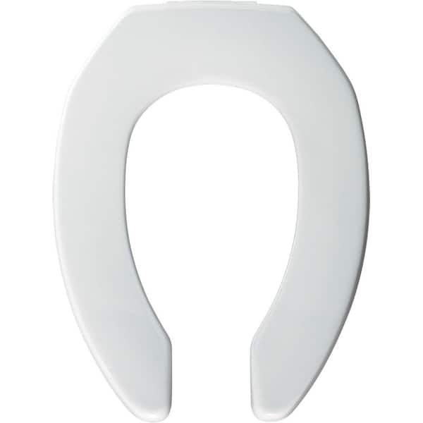 Church Medic-Aid Elongated Open Front less Cover Commercial Plastic Toilet Seat in White Never Loosens and 2 Inch Elevation
