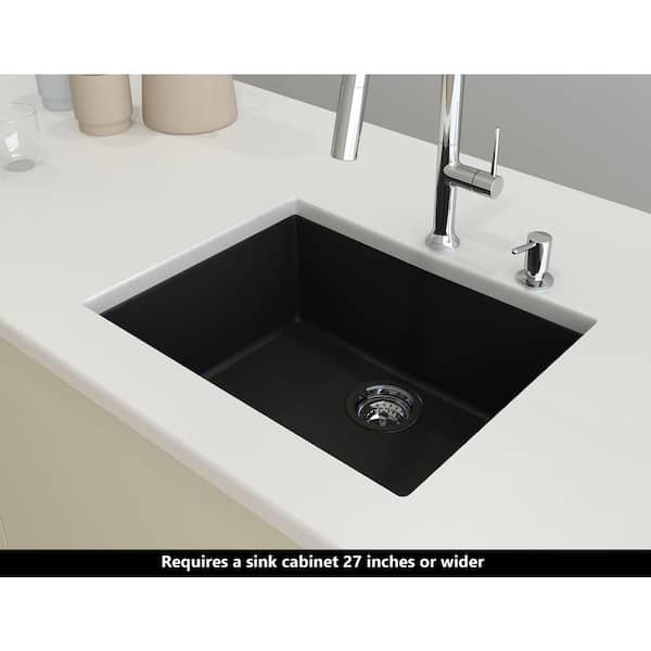 Hyperion 24 in. Drop-In/Undermount Single Bowl Matte Black Granite Composite Kitchen Sink