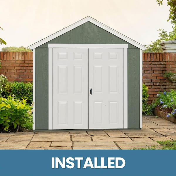 Handy Home Products Professionally Installed Daytona 8 ft. x 10 ft. Reinforced Wind Rated 145 Wood Shed with Steel Storm Doors (80 sq. ft.)