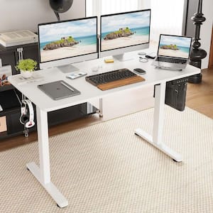40 in. White Adjustable Height Standing Desk Memory Computer Home