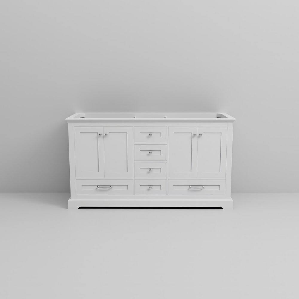 Dukes 60-Inch White Double Freestanding Vanity with Nickel Hardware