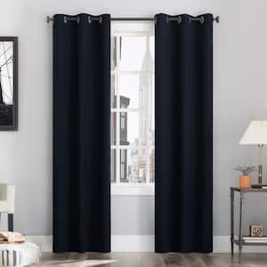 Cyrus Thermal 100% Blackout Grommet Curtain Panel in Navy - 40 in. W x 96 in. L