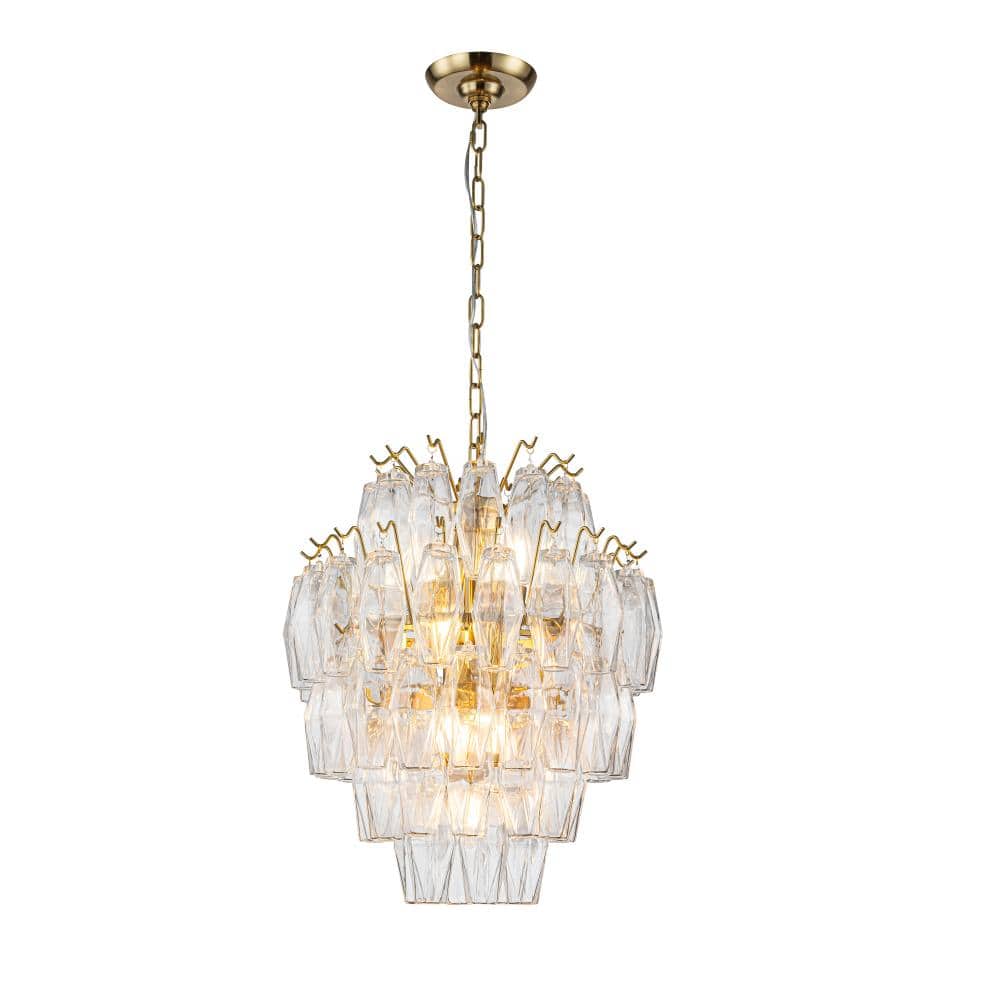 18'' Midcentury Modern Murano Glass Round Chandeliers 6-Light Handblown Glass Pendant Light Fixture Warm Brass Finish price history on PriceWatchPro