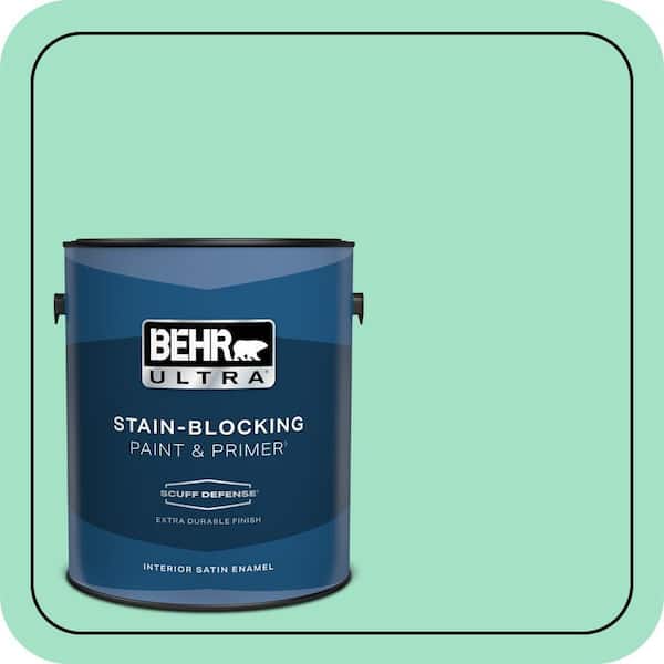 BEHR ULTRA 1 gal. #470A-3 Reef Green Extra Durable Satin Enamel Interior Paint & Primer