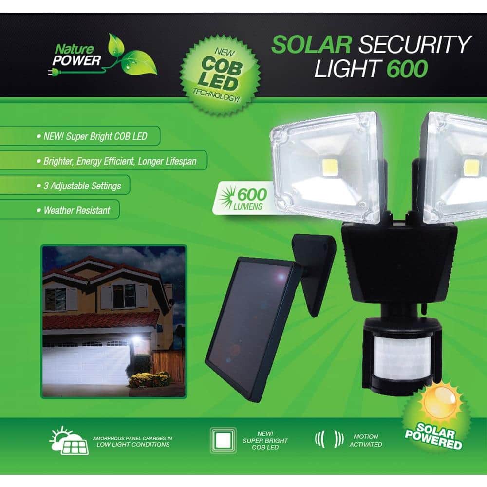Dual Head Black LED Solar Motion Security Light