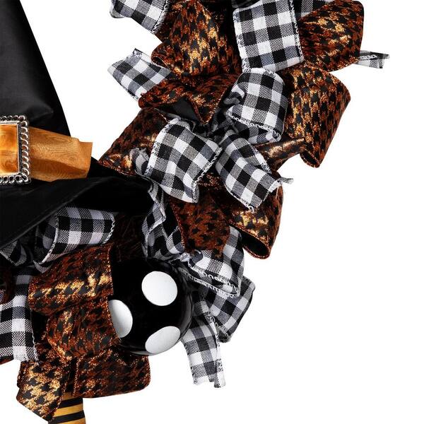 Northlight 24 in. Orange and Black Witch with Bows Halloween