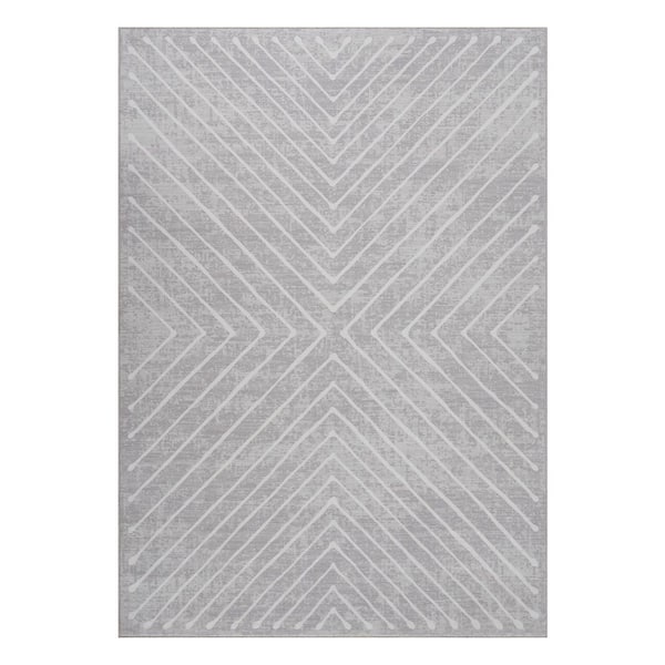 Large Striped Washable Soft Thin Carpet for Bedroom Living Room Home Decor Office Light Gray 5 ft. x 7 ft. Area Rug