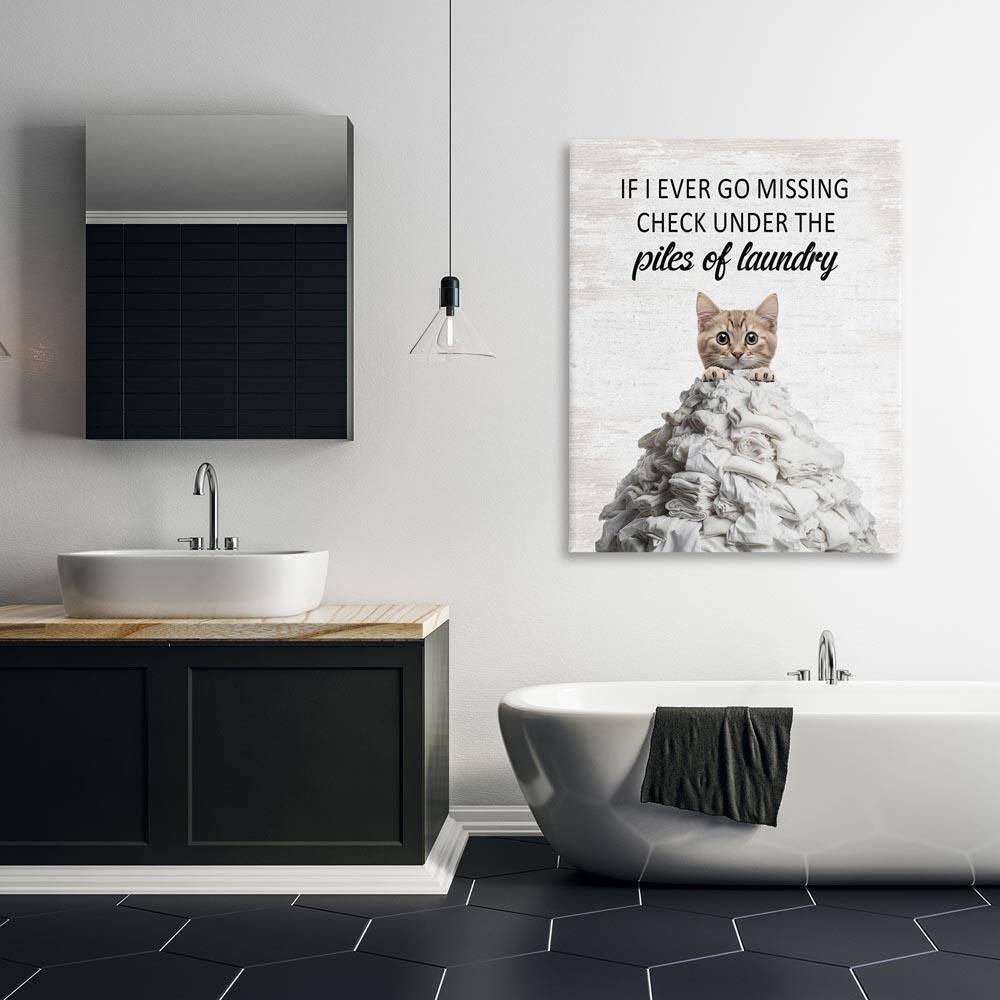 Piles Of Laundry Cat by Lettered and Lined Unframed Typography Graphic Art Print 48 in. x 36 in. price history on PriceWatchPro