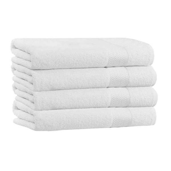 White 100 Cotton Quick Dry and Luxury Bath Towels (Pack of 4) 54x27