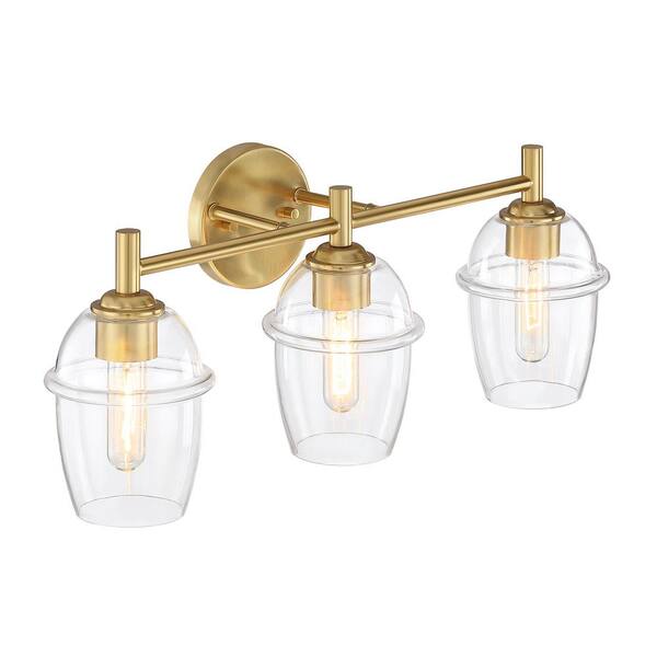 Designers Fountain - Summer Jazz 24 in. 3-Light Brushed Gold Transitional Vanity Light with Clear Glass Shades