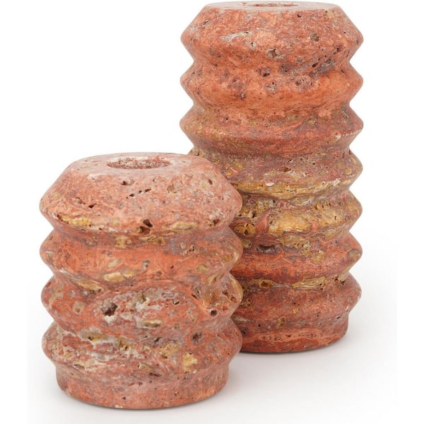 Unbranded Red Marble Taper Candle Holder 2-Pack