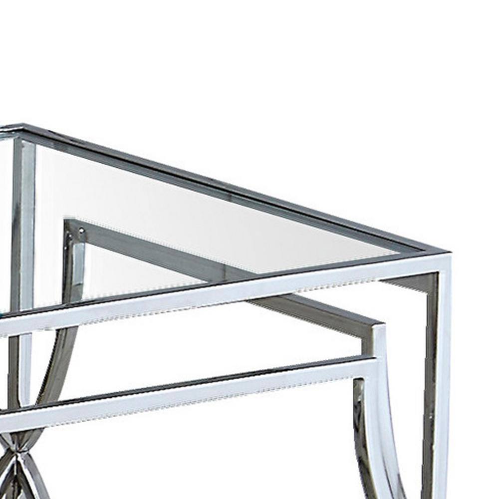 Abigail Silver Stainless Steel and Glass End Table