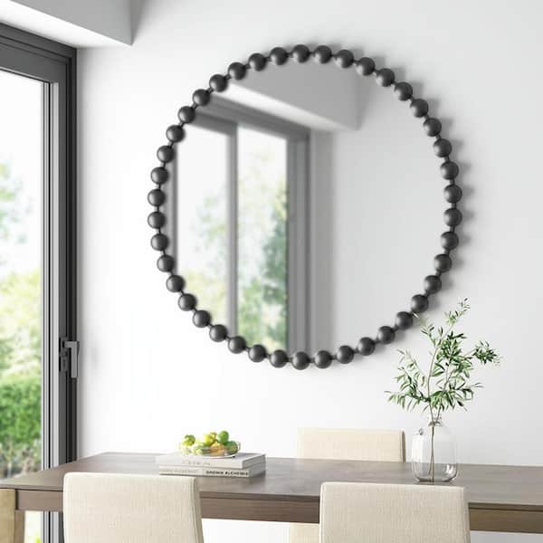 Miscool Anky 36 in. W x 36 in. H Iron Framed Round Decorative Accent Wall Mirror