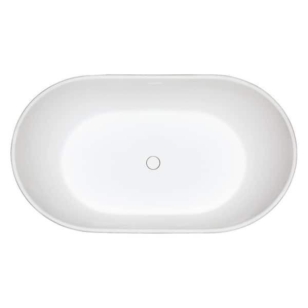 Collete 56.3 in. Solid Surface Flatbottom Freestanding Bathtub in White Collete 56.3 in. Solid Surface Flatbottom Freestanding Bathtub in White
