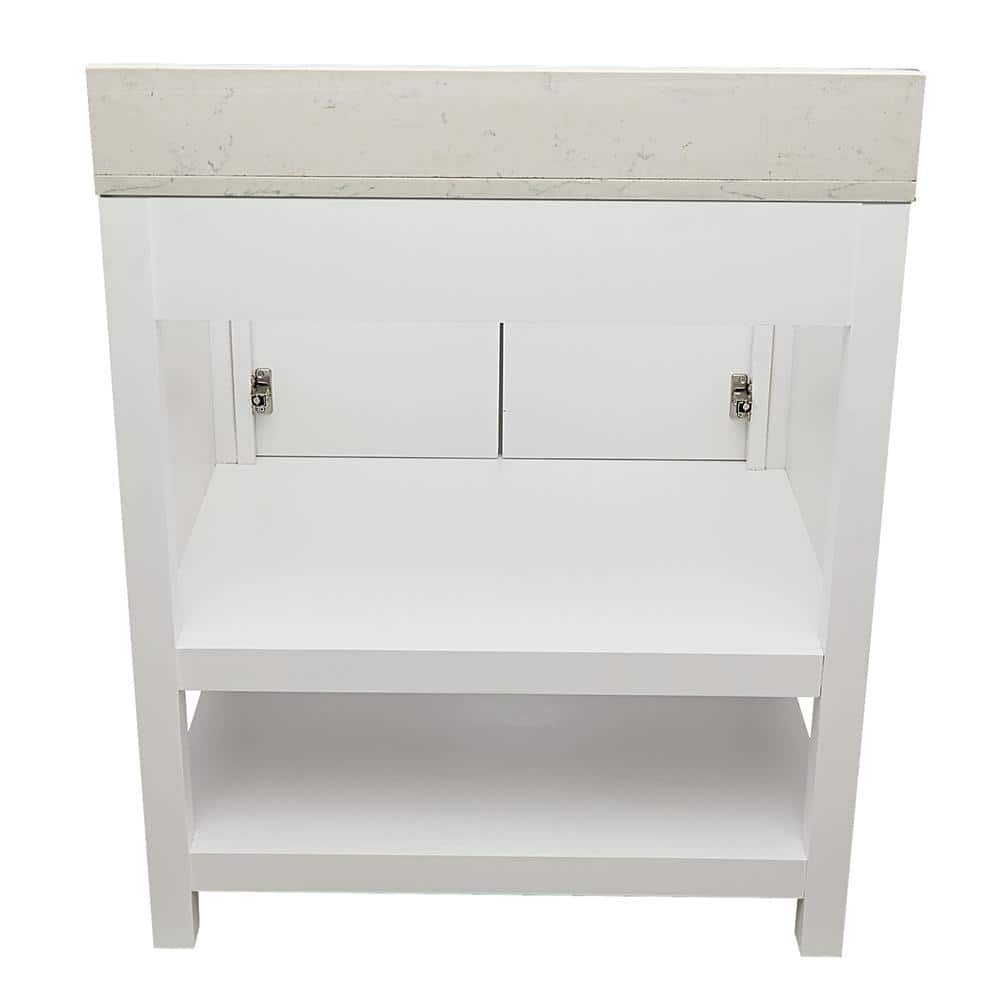Tufino 31'' White Freestanding Bathroom Vanity with Carrara Marble Top
