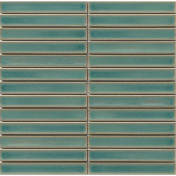 Souvenir Lagos 12 in. x 12 in. Rectangular Stacked Glossy Porcelain Mosaic Wall Tile (0.9145 sq. ft./Case, 1 pc)
