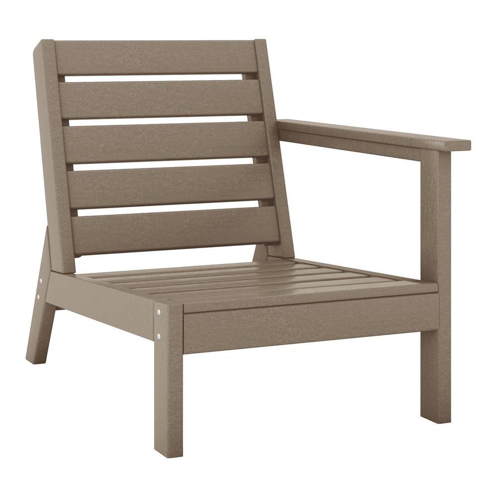 Birchwood Outdoor Patio Deep Seating HDPE Lounge Chair with Right Facing Arm in Weathered Wood price history on PriceWatchPro